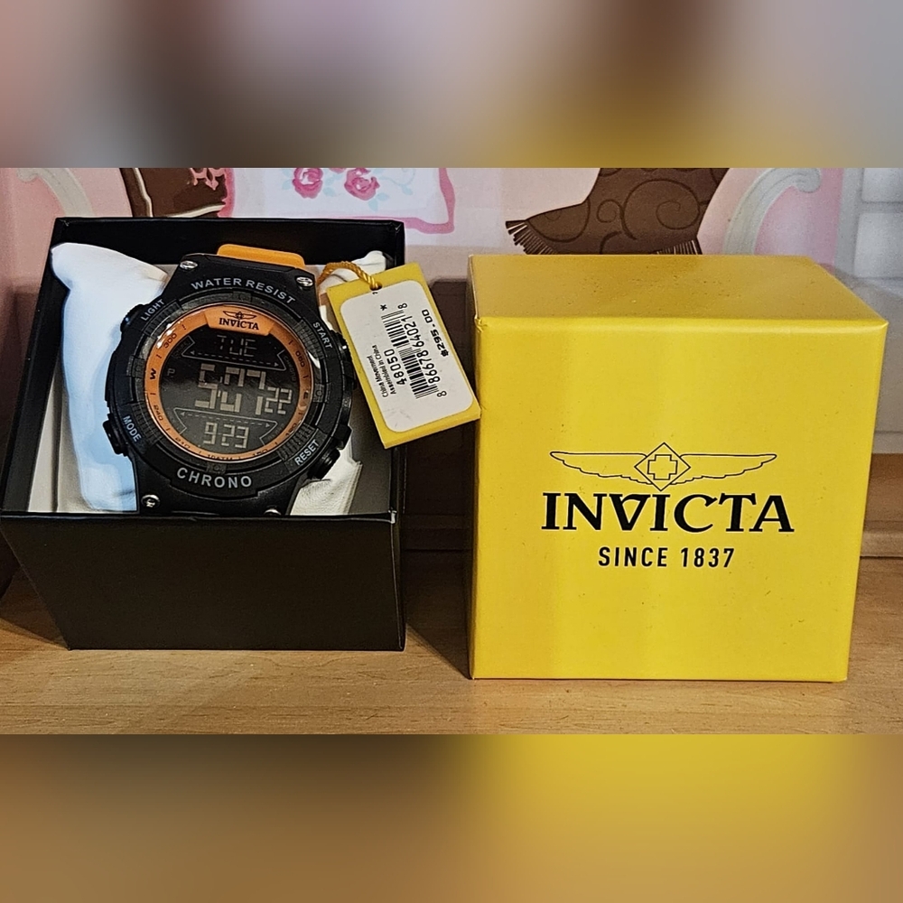 Invicta Black and Orange Digital Chronograph Watch - Picture 1 of 1